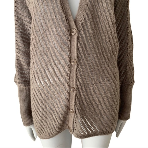 TROUVE Nordstrom Boyfriend Cardigan Sweater Open Weave Mauve Loose Fit Knit - Picture 6 of 15